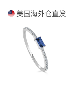 自营sabrina14K White Gold Diamond & Sapphire 1/2 Way Around