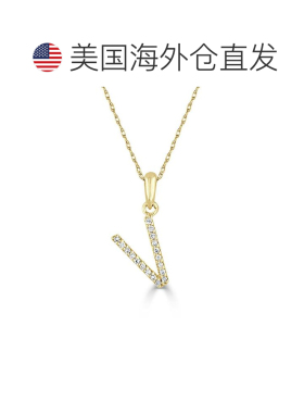 自营 sabrina14k 金和钻石初始项链 - 黄色 v 美国奥莱直发