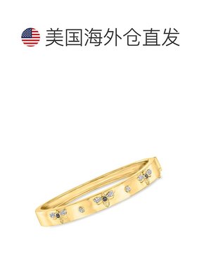 自营 Ross-Simons 黑色和白色钻石大黄蜂手镯 18kt 金镀在纯银上