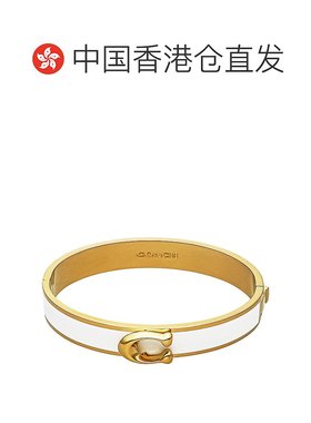 自营  COACH蔻驰女士经典LOGO标志C字黑金色手镯礼物F67480