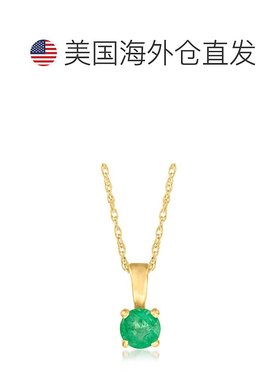 自营 Ross-Simons 14 克拉黄金祖母绿吊坠项链。 16 英寸 - 18 英