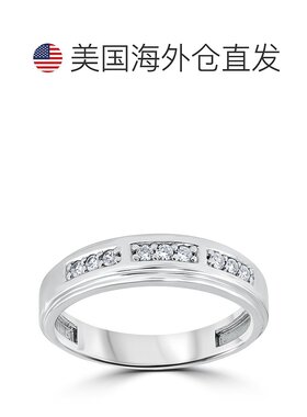 自营 pompeii3POMPEII 1/4 克拉男士圆形钻石抛光结婚戒指 10k 白