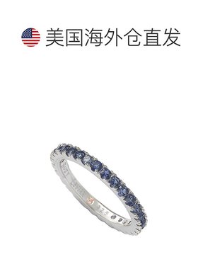 自营 Suzy Levian 纯银细蓝色方晶锆石永恒戒指 - 蓝色 美国奥莱