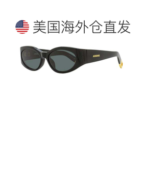 自营Jacquemus女士Ovalo太阳镜JAC4S 001黑色/金色55mm-001 美国