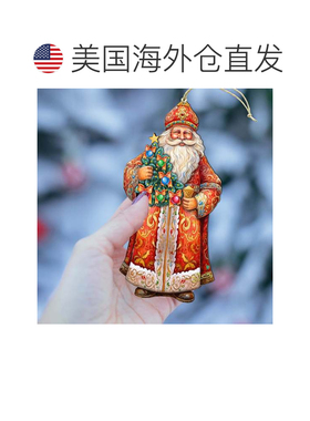 自营圣诞老人的欢乐树木制圣诞装饰品，由 G. Debrekht 制作 - 多