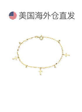 自营Ross-simons意大利10kt黄金十字架和珠子站手镯-8 美国奥莱直
