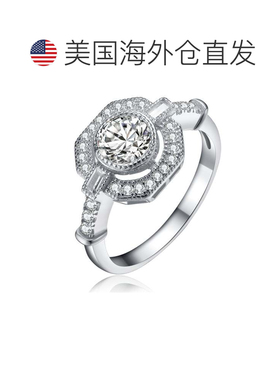 自营 GENEVIVE 925 纯银立方氧化锆装饰现代订婚戒指 - 银白色 美