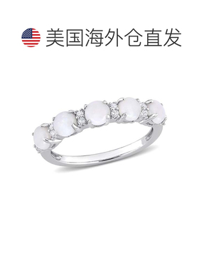 自营 mimi & max1 CT TGW 蛋白石和白色托帕石 925 纯银半永恒戒