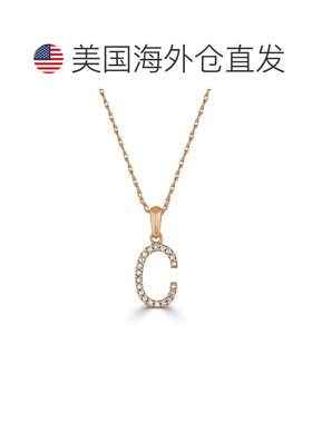 自营sabrina14k 玫瑰金和钻石初始项链 - 玫瑰 c 美国奥莱直发