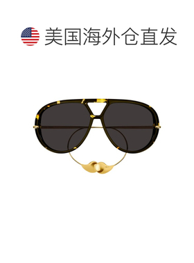自营bottega veneta哈瓦那无歉意的醋酸纤维飞行员太阳镜-黑色 美
