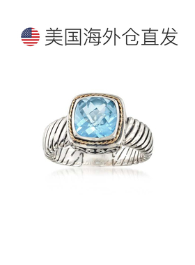 自营2 色纯银 Ross-Simons 巴厘岛天蓝色托帕石戒指 - 蓝色 美国