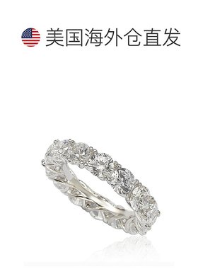 自营 Suzy Levian 纯银方晶锆石角斗士镶嵌永恒戒指 - 白色 美国