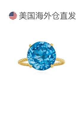 自营Ross-Simons 14kt 黄金8克拉伦敦蓝托帕石戒指 美国奥莱直发