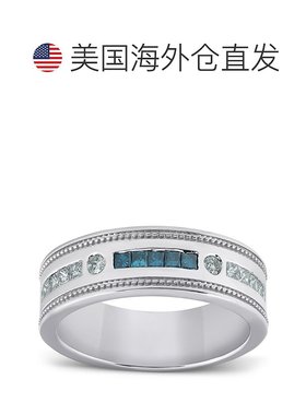 自营 pompeii3pompeii 31/2 克拉男士蓝色钻石公主方形切割结婚戒