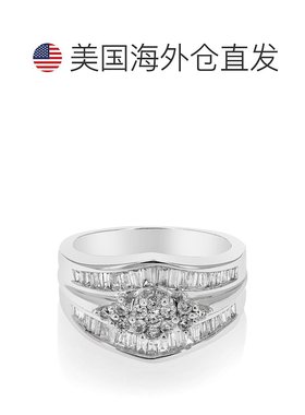 自营 vir jewels1 cttw SI3-I1 钻石鸡尾酒订婚戒指 14K 白金圆形