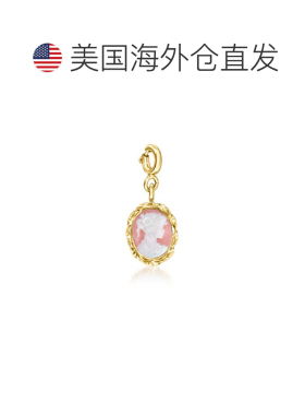 自营Ross-Simons Italian Pink Porcelain Cameo Charm in 18kt G