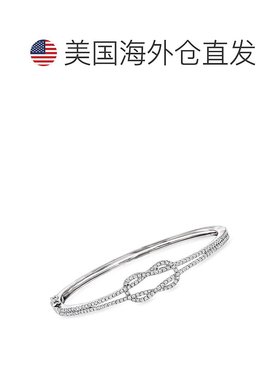 自营 Ross-Simons Diamond Knot Bangle Bracelet in Sterling Si