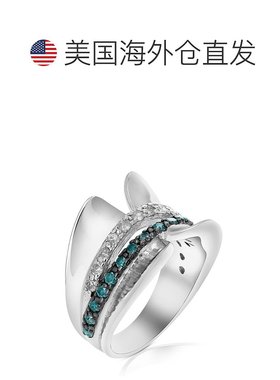 自营 vir jewels 3/4 cttw 蓝色和白色钻石戒指 .925 纯银配铑 -