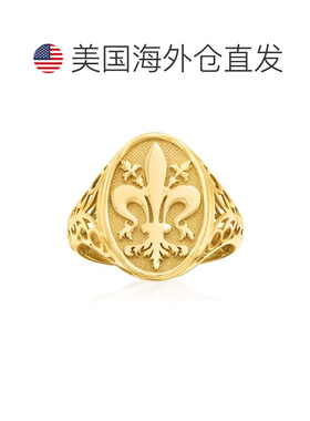 自营 Ross-Simons14 克拉黄金 Fleur-De-Lis 图章戒指 黄色 美国
