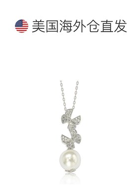 自营 Suzy Levian 纯银珍珠和白色蓝宝石蝴蝶吊坠 - 蓝色 美国奥