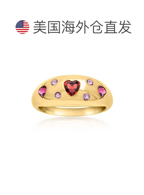 自营ross-simonsRoss Simons 18K金镀银的多宝石心形戒指-红色 美
