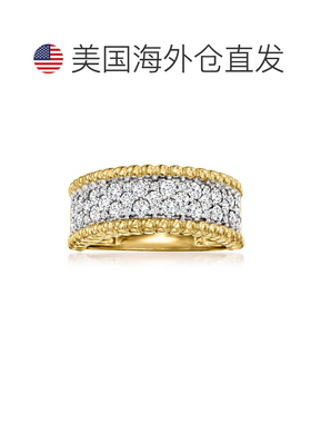 自营Ross-Simons Diamond Beaded-Edge Ring in 18kt Gold Over S