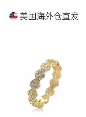 自营 Suzy Levian 金色纯银立方氧化锆花卉永恒戒指 - 黄色 美国