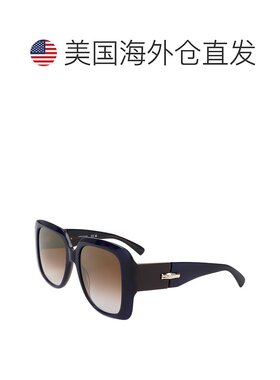 自营 Longchamp女式53毫米棕色太阳镜-蓝棕色石头 美国奥莱直发