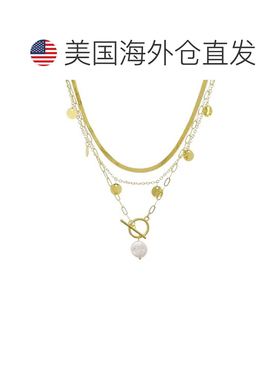 自营adornia14k Gold Plated Pearl and 3-Layer Necklace - whit