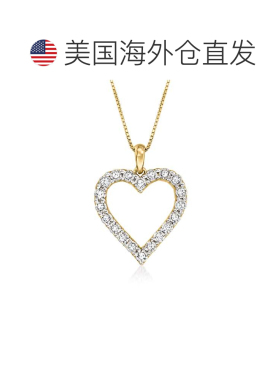 自营Ross-Simons 18 克拉金钻石心形吊坠项链 - 16 英寸 美国奥莱