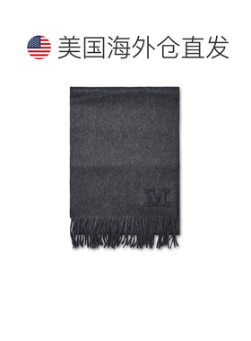 自营max mara深灰色Monogram羊绒围巾-灰色 美国奥莱直发