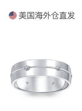 自营pompeii3男式舒适款边框钻石婚礼 14K 白金戒指 - 14k 白金