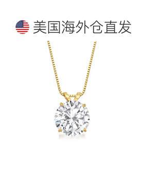 自营Ross-Simons CZ 单石项链 14 克拉黄金 - 18 英寸 美国奥莱直