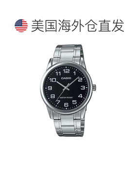 自营Casio Men’s Silver Analog Watch with Black Dial - MTP-V