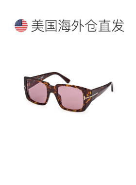 自营Tom Ford方形全边框太阳镜，闪亮的粉红色镜框和棕色镜片Ft10