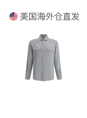 自营Brunello Cucinelli Cotton Men's Shirt - gray 美国奥莱直