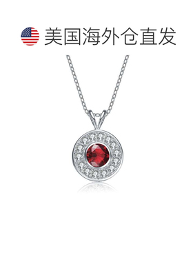 自营 genevive纯银红色立方氧化锆圆形项链 美国奥莱直发配饰