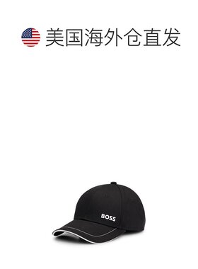 自营 bossCotton-twill cap with embroidered logo and metal b