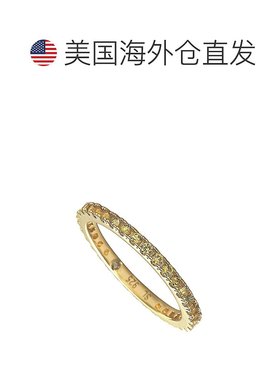 自营 Suzy Levian 黄金纯银细黄色蓝宝石永恒戒指 - 黄色 美国奥