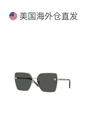 自营 Versace方形全边太阳镜，淡金色镜架和深灰色镜片Ve2270D125