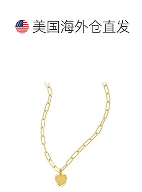 自营 Adornia 25 英寸心形吊饰回形针链项链金色 - 黄色 美国奥莱