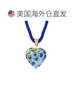 自营Ross-Simons 18 克拉金意大利多彩穆拉诺心形吊坠项链 20 英