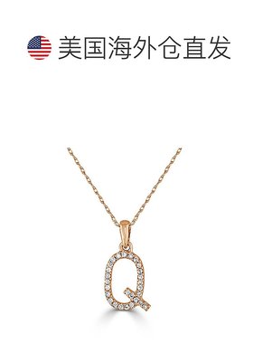 自营 sabrina14k 玫瑰金和钻石初始项链 - 玫瑰 q 美国奥莱直发