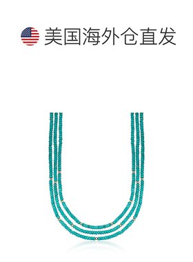 自营 Ross-Simons 绿松石珠 3 股项链配 14 克拉黄金 16 英寸 美