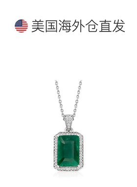 ross-simons罗斯-西蒙斯翡翠和 . 925 纯银钻石吊坠项链 - 18 英