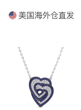 自营 925 纯银 Mimi & Max 互锁心形吊坠配链 - 蓝色 美国奥莱直