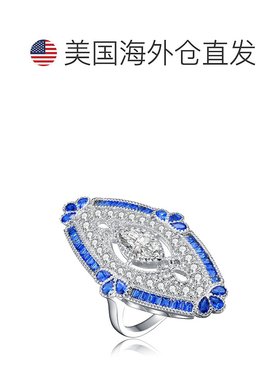 自营 GENEVIVE 纯银蓝宝石立方氧化锆 Coctail 戒指 - 蓝色 美国