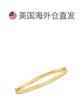 自营 Ross-Simons 意大利 14kt 黄金凹槽椭圆形手镯 - 7 英寸 美