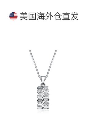自营 genevive纯银白色立方氧化锆蜂巢吊坠 - 白色 美国奥莱直发