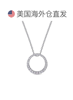 自营925 纯银 Mimi & Max 1/3 克拉 TDW 钻石圆形吊坠配链 - 白色